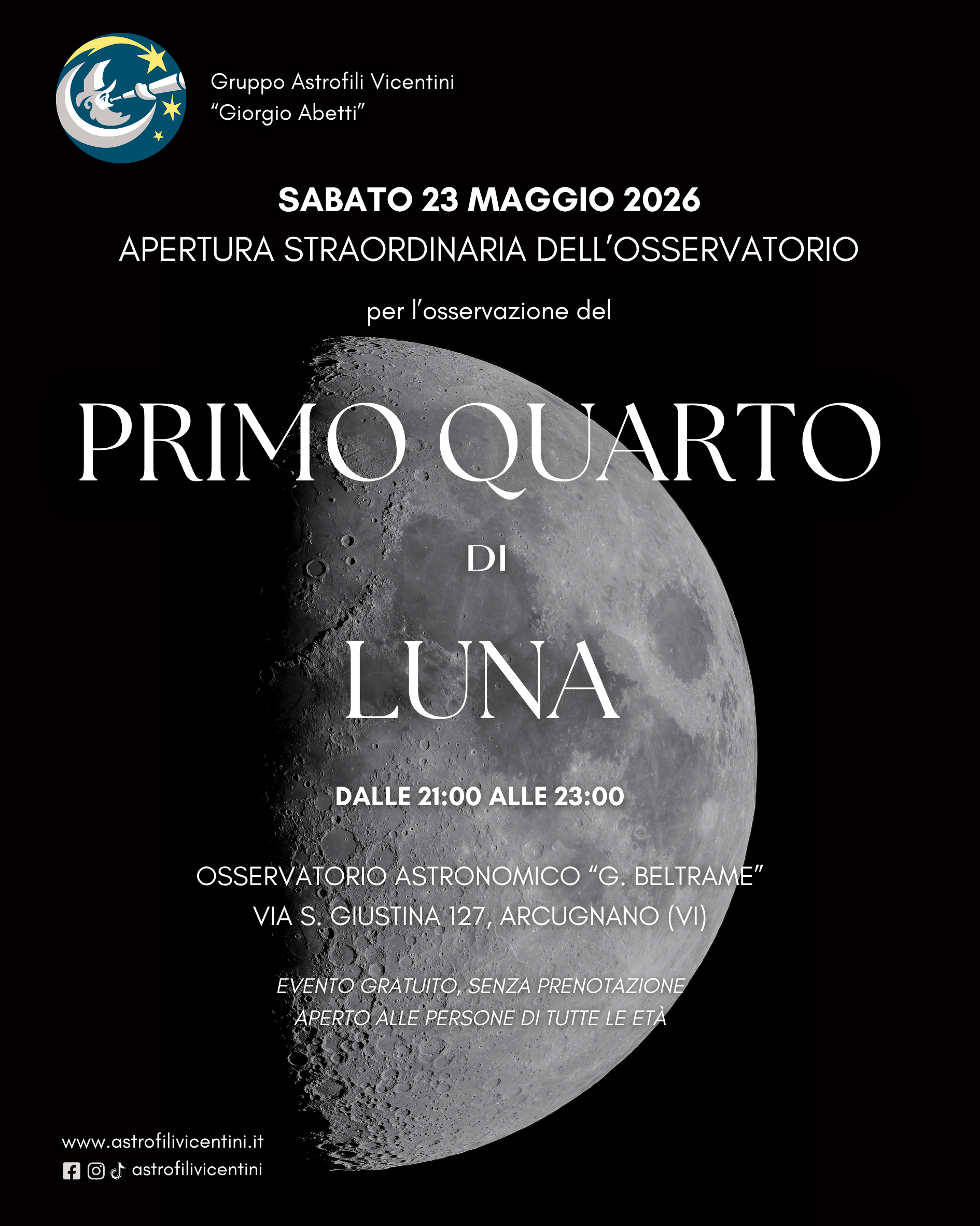 Immagine: Osservazione del Primo Quarto di Luna